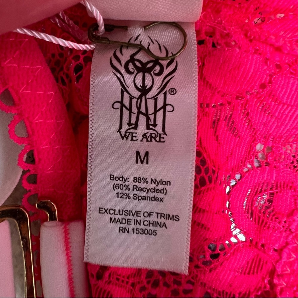 We Are HAH Free People Busta Move Hot Pink Lace Bustier Corset Size Medium Top - Picture 14 of 14